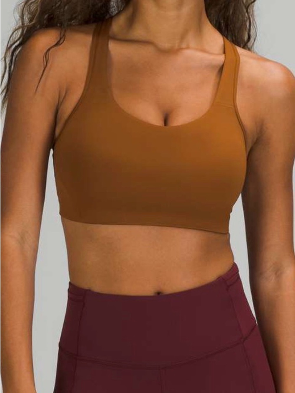 Lululemon All Powered Up Bra Copper Brown‎ 34C Medium Support Racerback Spacer